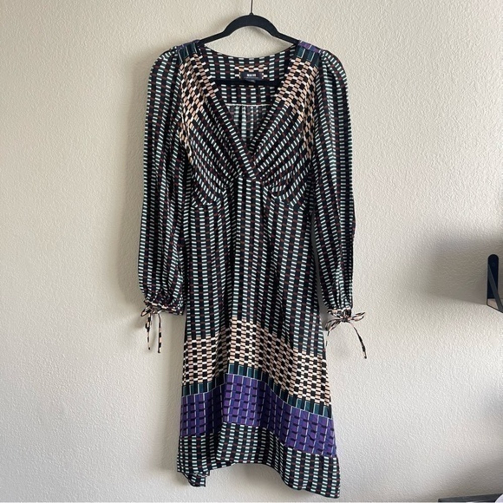 Anthropologie Maeve Gianna Tunic Long Sleeve Dress Geometric Print Size 2